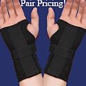 PAIR of Thermoskin Carpal Tunnel Braces with Dorsal Stay, Black , Left & Right