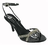 New Ladies Black Wedding Party Sandals Womens Shoes Size 3-8