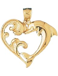 Dazzlers Solid 14 karats gold Dolphin Heart Charm Pendant Available in three colors from jewelsberry (weights: 5.5 grams only)