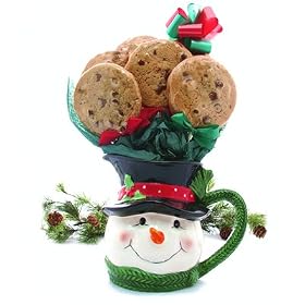 Half Dozen Gourmet Cookie Bouquet in Christmas Holiday Ceramic Snowman Beverage... by Gifts-to-Impress