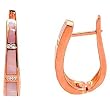 14K Yellow Gold Rose Gold Pink Mother of Pearl and Diamond Earrings