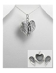 Angel Wings Locket pendant Necklace In 92.5 Sterling Silver