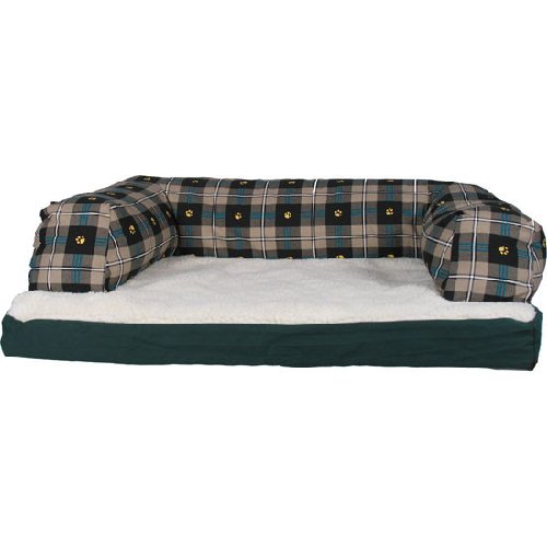Kreature Komfort Beasley Couch Orthopedic with Bolster Paw Print 25 x 33