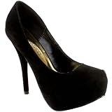 Womens High Stiletto Heeled Platform Suede Court Shoes