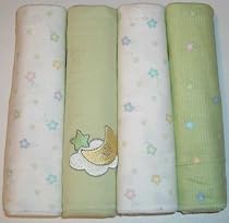 Just Born Iridescent Moon 4 pack flannel receiving blanket
