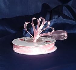 Sheer Organza Ribbon Mono Edge - 5/8" - 25 Yards (75 FT) - Pink