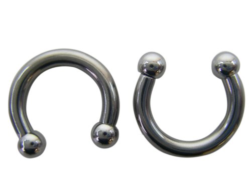 Large Classic Silver Steel Ball Horseshoe Earrings (10 Gauge) - Fashion Ear Plugs