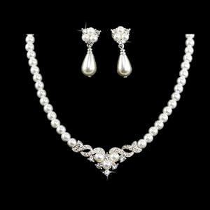 Bridal Wedding Jewelry Set Austrian Crystal Pearl Beautiful Elegant Necklace