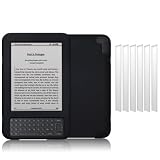AMAZON KINDLE 3 SOFT SILICONE SKIN CASE - BLACK, WITH 6-IN-1 SCREEN PROTECTOR PACK