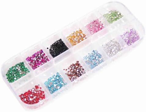 Generic 3000pcs 1.5mm Round Rhinestone 12 Colors Flatback Nail Art Decoration Glitter