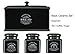 Tea Coffee Sugar Bread Bin Set OF 4 Black Vintage Ceramic
