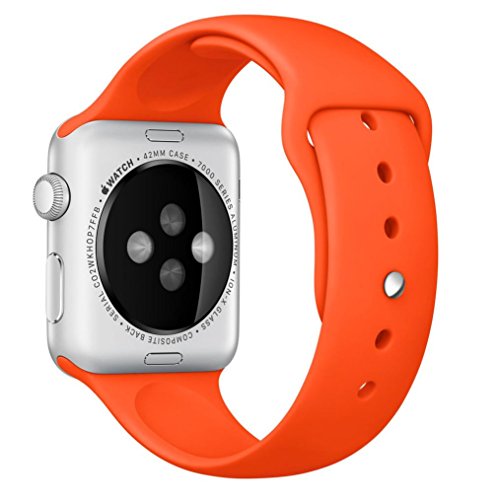 Apple Watch Band, Perman Sports Comfort Smooth Silicone Replacement Smart Watch Bracelet Strap Band Watchband for Apple Watch 42mm Orange