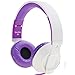 BestGot Headphone with Microphone for Travel Work Running Sport Kids Women Headphones Headset for Music Gaming Premium Mesh Cable Deluxe for iphone and Android Devices White/Purple