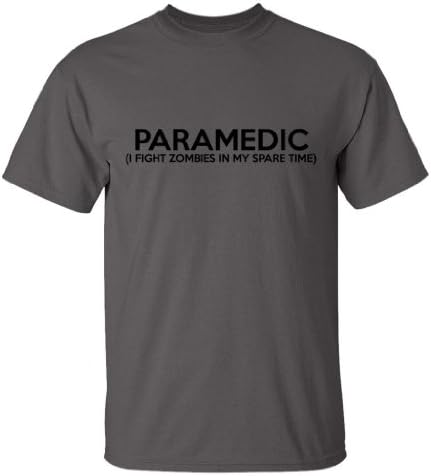 Zombie Underground Paramedic (I Fight Zombies) Adult T-Shirt (Charcoal, XL)