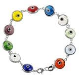 Sterling Silver Multicolor Eye Bracelet