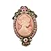 Pink Cameo Brooch Pin Charm Women Fashion Jewelry Necklace Pendant Compatible