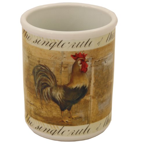 Rustic Rooster Collection Kitchen Utensil Crock Caddy