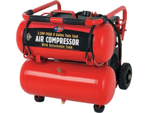 All Power America APC4007 3.5 Horsepower 8 Gallon 115 PSI Mobile Twin Tank Air Compressor With Removable Tank
