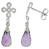 10k White Gold Infinity Cross Amethyst Earrings, w  0.03 Carat Brilliant Cut Diamonds, 1 in. (25mm)...