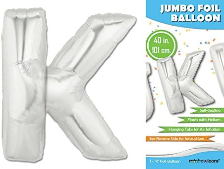 40 Inch Premium Giant Jumbo Mylar Foil Balloon (Floats with Helium) - Glossy Silver - Letter K
