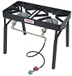 Bayou Classic DB325 Double Burner Outdoor Patio Stove with slide-on Extension Legs