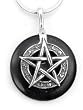 Sterling Silver Pentagram on Black Onyx Donut Pendant
