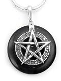 Sterling Silver Pentagram on Black Onyx Donut Pendant