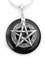 Sterling Silver Pentagram on Black Onyx Donut Pendant