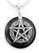 Sterling Silver Pentagram on Black Onyx Donut Pendant