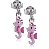 Scout - 262070100 - Boucles d'oreilles Enfant - Argent 925/1000 - Motif Hippocampe Email Rose