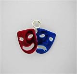 Silver Enamel Drama Red Blue * MASK CHARM *