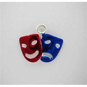 Buy Silver Enamel Drama Red Blue MASK CHARM * by SilverSpeck.com