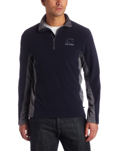 NFL Men's Chicago Bears Fade II Crew Long Sleeve 1/4 Zip Micro Chiller Fleece (Navy/Storm Gray, Medium)