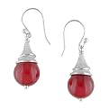 Sterling Silver Round Drop Earrings - Carnelian