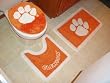 Clemson Tigers Bathroom 3 Piece Bath Rugs NCAA College Athletics