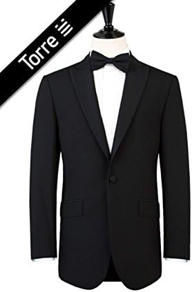 Black Tuxedo Jacket with Peak Lapel by Torre