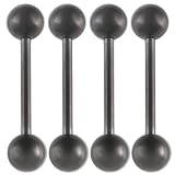 14g 14 gauge 1.6mm - 5 8 inch 16mm long - anodized surgical steel tongue bars bar ear tounge nipple barbell rings balls Black lot AIGI - Pierced Body Piercing Jewelry- Set of 4