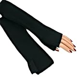 ULTRA SOFT THIN KNIT FINGERLESS BLACK ARM WARMERS