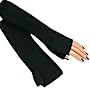 ULTRA SOFT THIN KNIT FINGERLESS BLACK ARM WARMERS