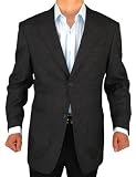 Executive 2-button Sport Coat Leather Look Elbow Patches Modern Blazer Sportcoat Black