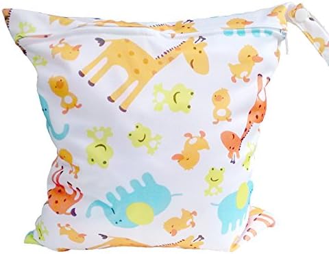 HAQILA NPDH01 Baby Printing Waterproof Washable Single Zipper Diaper Bags,W11.02xH14.17IN,Frog and Giraffe