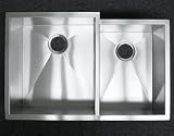 33 Inch - Zero Radius Design 16 Gauge Stainless Steel Offset Undermount Double Bowl Kitchen Sink