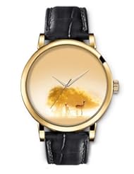 SPRAWL Aanalog Fashion Series Gold Ladies Watches of Genuine Black Leather Strap,Unique Wrist Watch for Women Girls Designed with lost deer