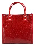 Danielle Lunch Tote in Faux Ostrich, Red
