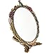 Ivenf Large Size Vintage Foldable Metal Handheld Oval Make-Up Mirror, Peacock Couple In Woods, Rose Copper