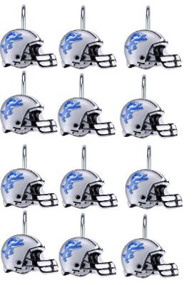 Detroit Lions NFL Football Team Set of 12 Bathroom Shower Curtain Hooks