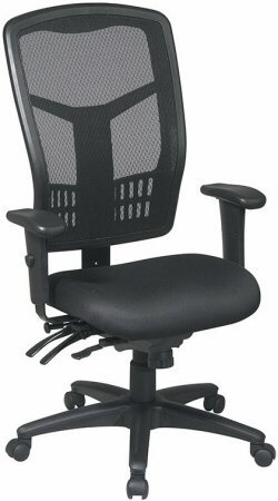 Office Star ProLine II ProGrid Back Multi-Function Control High-Back Managers Chair with 2-Way Adjustable Arms, and Seat Slider Fabric: Basis - Twig