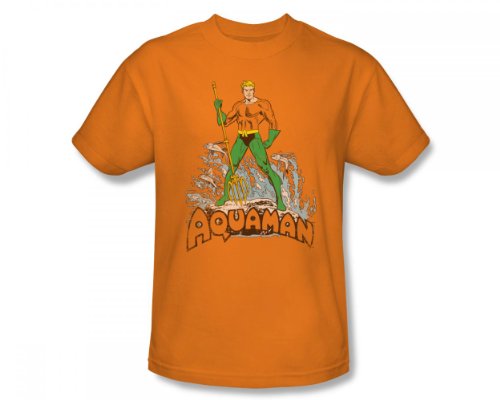  Aquaman - Aquaman Distressed Adult T-Shirt In Orange