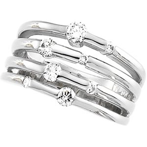 14K White Gold 1/2 CT TW Right Hand Diamond Ring