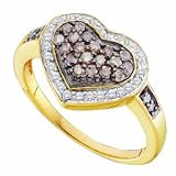 1/2 Carat Chocolate & White Diamond 10k Yellow Gold Heart Ring